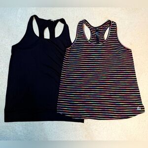 Set of 2 RBX Women's Workout Gym Tank Tops Black Colorful XL Extra Large